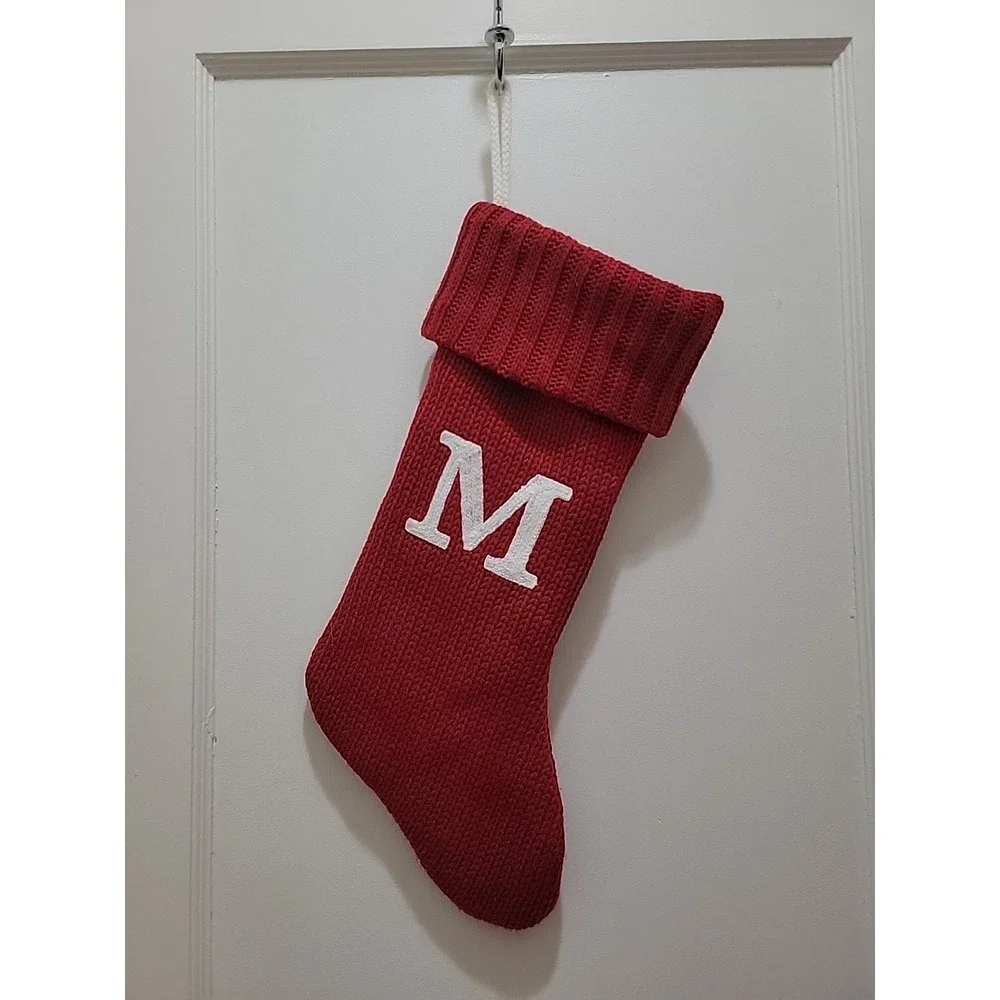 Target Wondershop Monogram Christmas Stocking Letter M Initial Red Knit Xmas